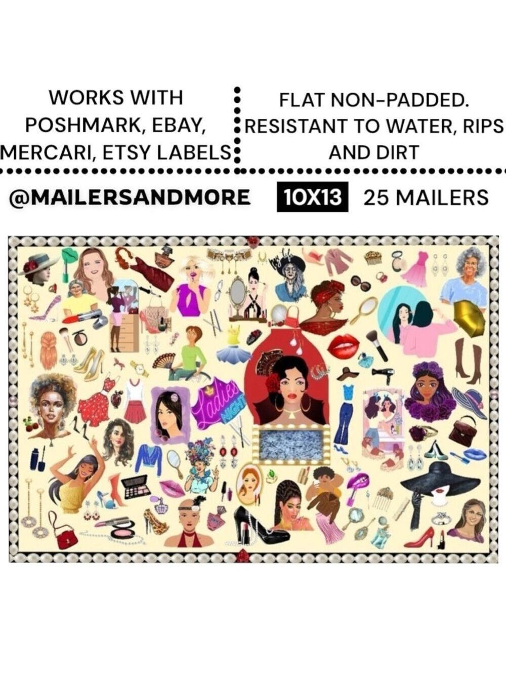 25 10X13 Poly Mailers Fashion Makeup Girls Ladies Night Flat PRICE IS FIRM - Picture 3 of 15
